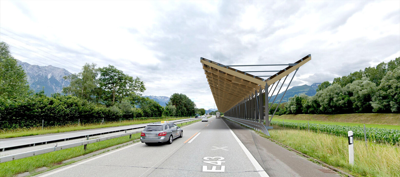 Solaranlagen entlang der Autobahn liefern nachhaltigen, im eigenen Land produzierten Strom.