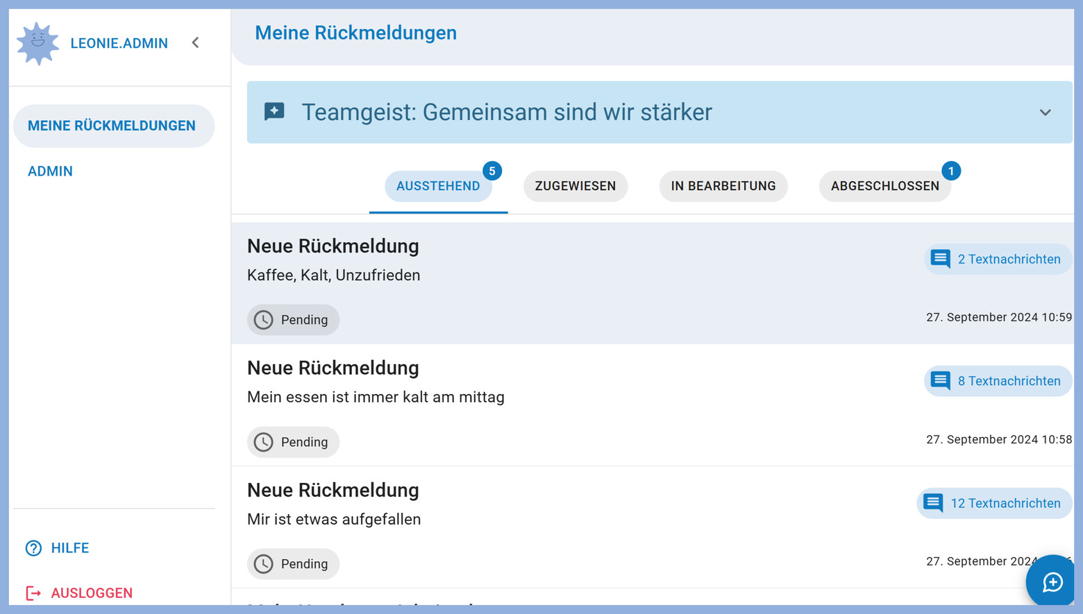 Einfach zu bedienen, übersichtlich gestaltet: Das digitale Feedback-Tool.