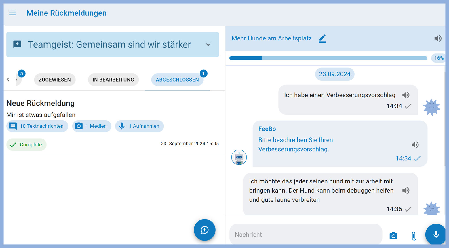 Einfach zu bedienen, übersichtlich gestaltet: Das digitale Feedback-Tool.