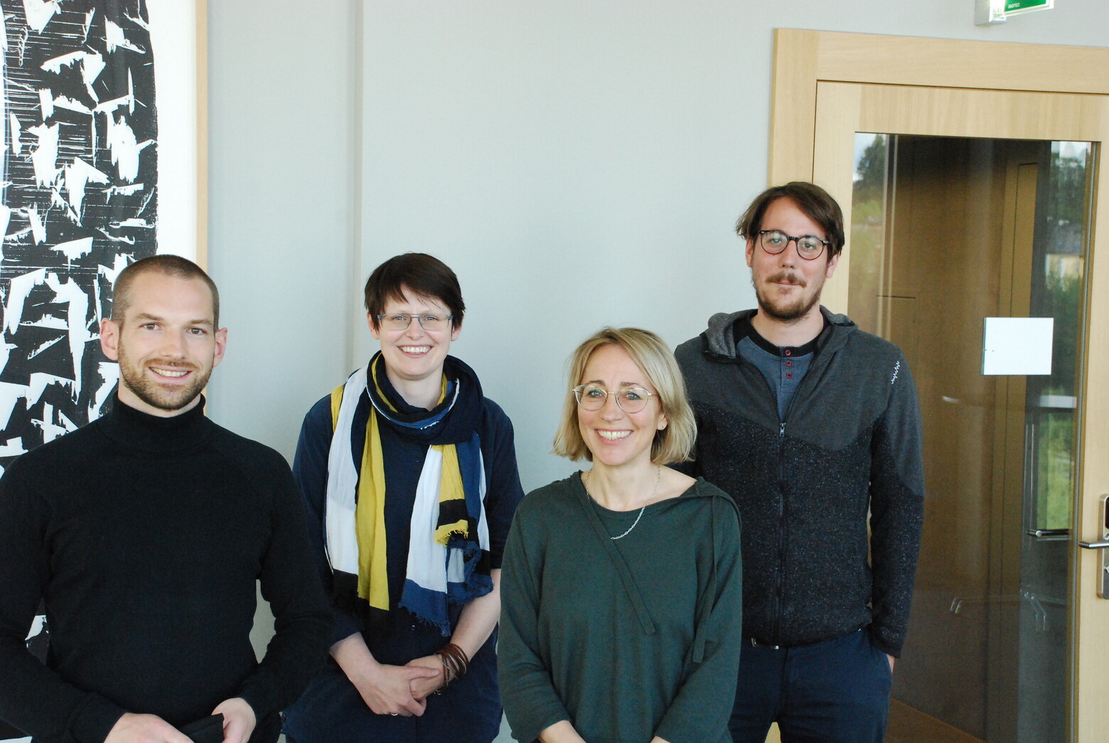 Auf dem Bild sind die vier Personen zu sehen, die die Studie durchgeführt haben: Tobias Kindler, Mandy Falkenreck, Bettina Brüschweiler und Gianluca Cavelti.