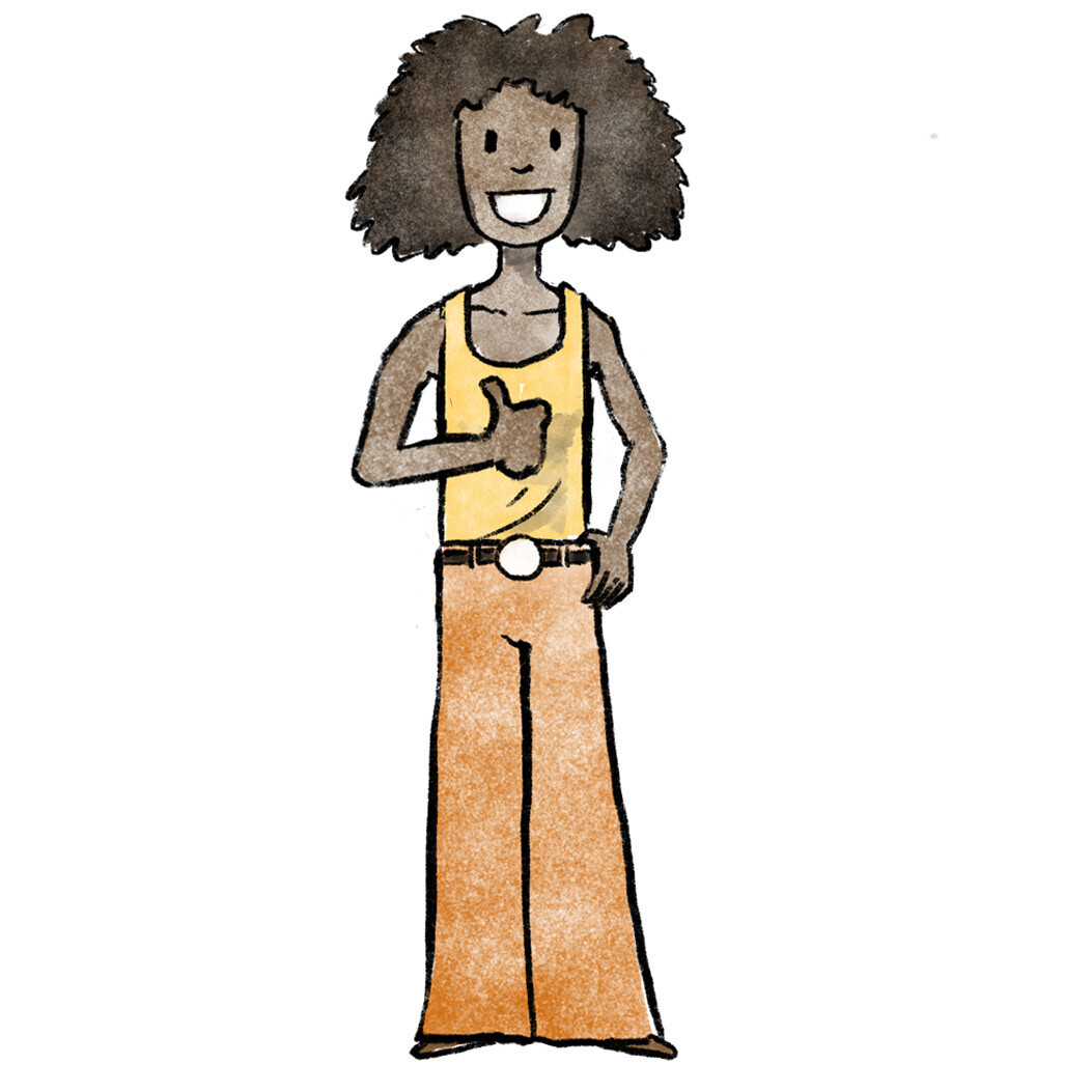 Die Zeichnung zeigt eine junge Frau und einen jungen Mann. 