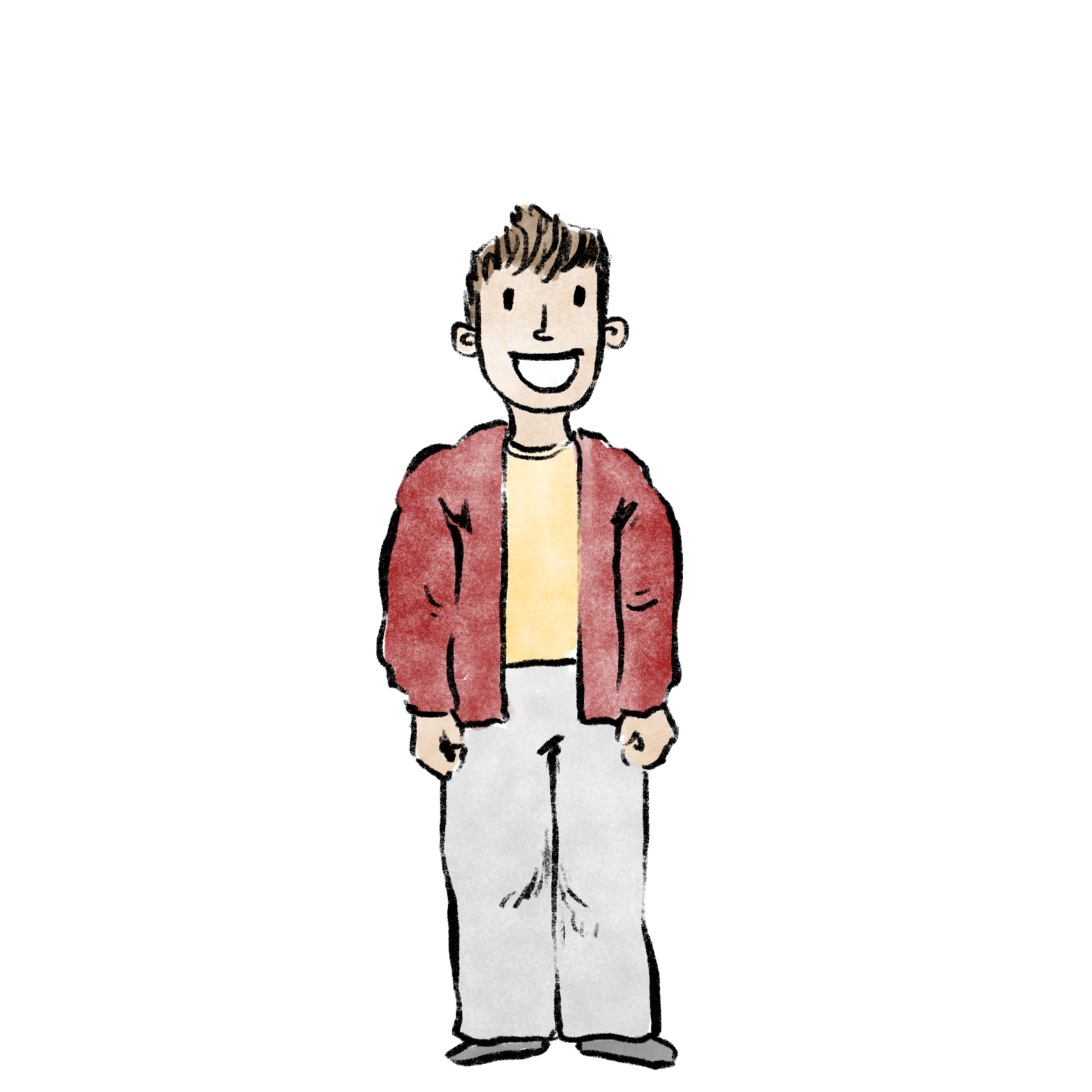 Die Zeichnung zeigt einen jungen Mann.
