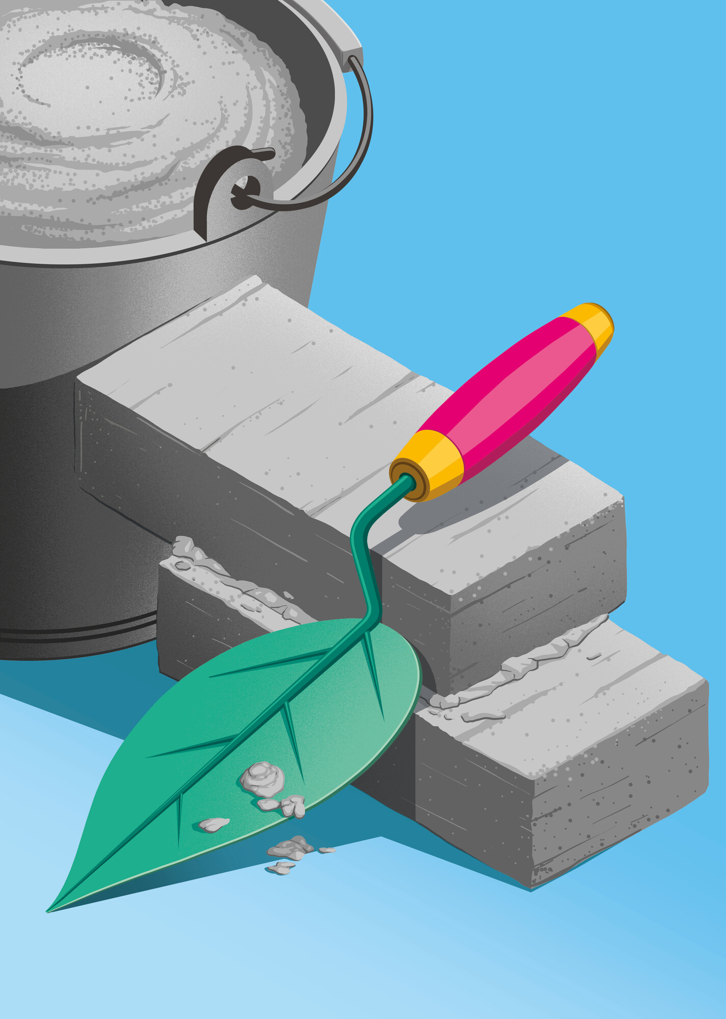 Grafik Betonschaufel in Form eines grünen Blattes